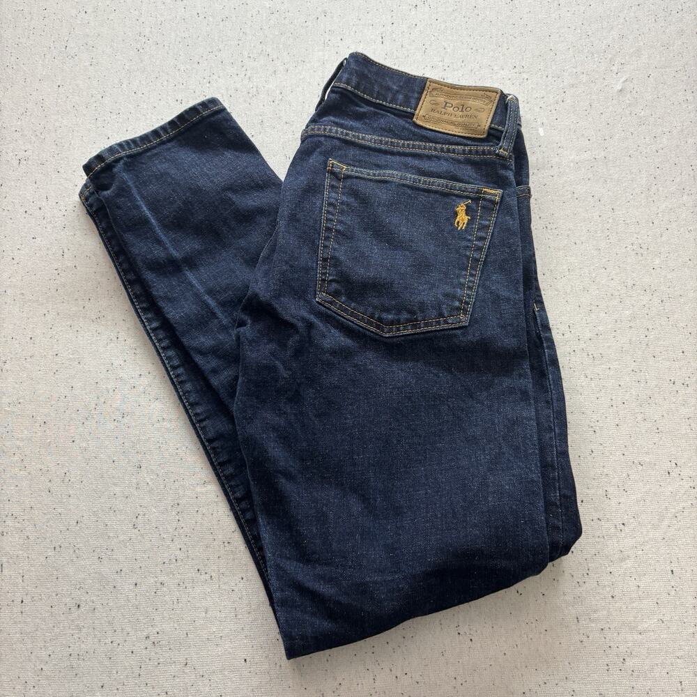 Polo Ralph Lauren Jeans Mens 30x32 Sullivan Slim Dark Wash Denim Yellow Pony